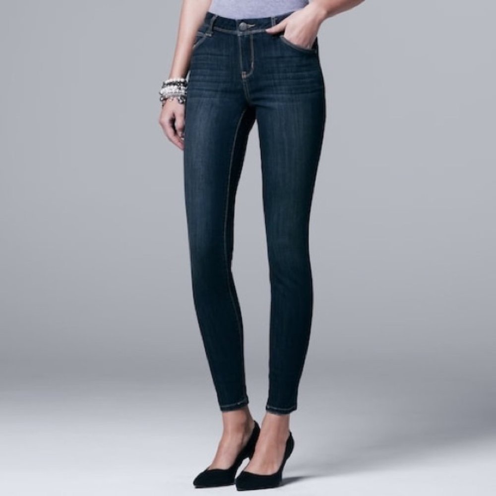 Vera Wang Mid-rise Skinny Jean Dark Blue
